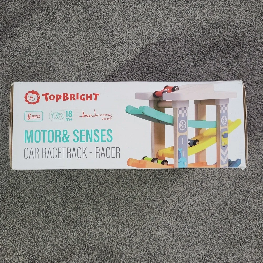 TopBright Wooden Car Racetrack‎ Montessori Style Motor & Senses Toy 18M+ NIB
